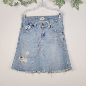 Levi's Jean Women's Size 5 Ramie Blend Blue Distressed Denim Skirt